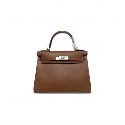 HERMÈS KELLY 28 FAUVE BARENIA PALLADIUM HARDWARE (28*22*10cm)